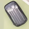 Novo conjunto de pincéis de maquiagem 11 peças cor café transfronteiriço com cerdas macias tricolores, incluindo pincel para base, pincel para sombra, pincel para sobrancelha, pincel para contorno e pincel para pó solto