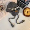 Gorro de Lana Tejido Jacquard Retro Fair Isle para Mujer en Otoño e Invierno, Protección Cálida para los Oídos, Ciclismo al Aire Libre, Protección contra el Frío, Versátil Gorro Lei Feng