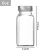 Pote de Canela em Pó, Pote de Vidro Triturado de Salsa, Pote Quadrado para Temperos 6oz, Pote para Pó de Temperos 180ml, Pote de Sal Marinho