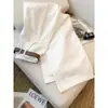 Jeans blancos de pierna ancha estilo americano para mujeres petite, nuevo modelo de verano, holgados, adelgazantes, de corte recto, con caída, pantalones de largo hasta el suelo