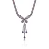 Conjunto Transfronteiriço de Brincos de Zircônia Estilo Europeu e Americano da Nova Moda, Colar Borboleta Roxo da Ins, Corrente Elegante de Clavícula com Franjas