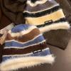 Nicho Color Stripe Quente Proteção de Orelhas Chapéu de Lã Feminino Outono e Inverno 2024 Novo Chapéu Frio Chapéu de Pelúcia de Malha