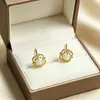 Pendientes de botón de trébol de cuatro hojas de ópalo de plata de ley S925 para mujer, moda simple, lujo ligero, diseño de nicho, accesorios para pendientes