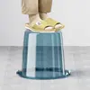 Balde Doméstico para Armazenamento de Água Uso Balde de Plástico Espesso Balde Pequeno Portátil para Lavanderia Uso Dormitório Estudantil Transparente de Luxo Leve com Tampa