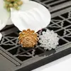 Accesorios para Joyería DIY Color Bronce Fundido Conservante de Color Dorado Colgante de Loto Tridimensional de Múltiples Capas Estilo Antiguo Tocado de Novia Conector Hecho a Mano