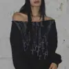 Camisetas Estilo Punk Oscuro Y2K Europeo y Americano Estilo Callejero Chica Picante Estampado Hombros Descubiertos Manga Larga Sudadera Camiseta Básica para Mujer Venta al por Mayor