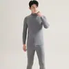 Conjunto de ropa interior térmica Jingtao en oferta para personas de mediana edad y mayores, traje para hombre de cuello medio redondo, mallas largas, traje base con forro polar