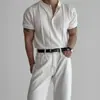 Camiseta de Tricô Manga Curta Slim-Fit com Gola Polo Masculina, Novo Estilo Verão 2025, Camiseta Versátil Madura Business Casual