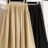 Saia Plissada Vintage Workwear para Mulheres, Moda Verão, Tamanho Grande, Cintura Alta, Fluida, Valoriza a Silhueta, Saia Evasê Guarda-Chuva de Comprimento Médio