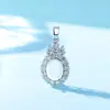 Pingente Clássico de Moda com Diamantes Completos Suporte Vazio Suporte de Colar de Cobre DIY Inlay Oval Jadeíta Imitação Suporte de Prata 925