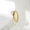 Europeu e americano ins Luz de Luxo Personalizado Gota de Água Único Anel de Diamante Elegante Elegante Anel de Aço Titânio Mulheres Cor-livre Atacado All-match