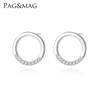 PAG & MAG Aretes de Círculo Pequeño Plata S925 Aretes Femeninos Coreanos Diseño de Dona Aretes Lindos Joyería de Plata