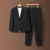 Conjunto de terno casual de alta qualidade para homens, terno de duas peças estilo coreano slim fit profissional para negócios, terno de noivo para casamento