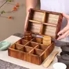 Caja de Almacenamiento de Madera con Múltiples Compartimentos para Habitación de Hotel B&B Cafetería Portapaquetes de Azúcar para Té Caja de Snacks para Sala de Estar del Hogar