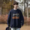 Sudadera Retro Americana de Cuello Redondo para Hombre, Otoño e Invierno, Felpa Gruesa, Marca de Tendencia, Holgada, con Capucha, Manga Larga para Hombre