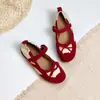 Zapatos de Mujer 2026 Verano Nuevos Estilo Ballet Retro Bloque de Color Aumentan la Altura Punta Redonda Velcro Moño Tacón Bajo