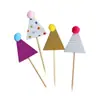 Topo de Bolo Chapéu Pequeno Colorido, Decoração Divertida de Bolo, Triângulo de Bola de Pelo Surpresa de Aniversário