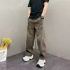 Pantalones de pierna recta ligeramente acampanados para la temporada de primavera y otoño transfronteriza, en colores marrón y café, con cintura alta y estilo casual, pantalones de streetwear americano para hombre