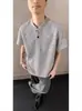 Camisa Polo Estilo Old Money con Cuello Henry, Manga Corta, Unisex, Retro Cleanfit, Top de Punto con Cuello Solapa, Versátil para Verano