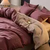 Juego de cama de cuatro piezas de algodón puro cepillado de alta gama de los años 60, algodón puro Clase A, adecuado para todas las estaciones, sábana plana, funda de edredón, ropa de cama estilo sábana ajustable