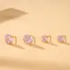 Brincos de Prata Esterlina S925 com Zircônia de Corte Milênio Rosa para Mulheres, Alto Valor Estético, Brilhantes Coloridos Exquisitos de Nicho para Lóbulo da Orelha