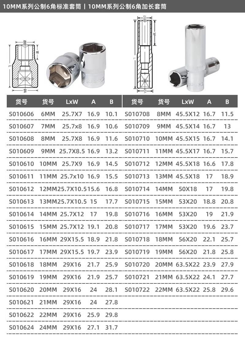 钢盾加长中飞内六角套筒10mm
