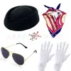 Set de Accesorios de Auxiliar de Vuelo para Cosplay de Halloween: Sombrero de Auxiliar de Vuelo, Bufanda, Guantes, Gafas de Sol, Pin de Avión, Accesorios para Actuación en Escenario