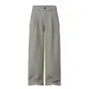 Pantalones de traje de color liso para hombre, marca Trendy Vibe, diseño de alta costura, efecto de caída plisada, pantalones rectos casuales holgados