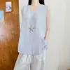 Colete de Linho Tencel Estilo Old Money para Mulheres, Nova Camiseta de Verão Soltinha Sem Mangas, Top Casual de Algodão e Linho Emagrecedor