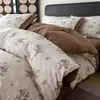 Estilo Retro Francés Grado A Madre y Bebé Lino Crudo Gasa Doble Juego de Sábanas de Cuatro Piezas Funda Nórdica Algodón Puro Dormitorio Juego de Tres Piezas~