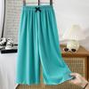 Pantalones de Verano para Niñas, Seda de Hielo Delgada, Estilo Coreano, con Lazo, Pantalones Largos Elásticos, Pierna Recta, Adelgazantes, Pierna Ancha para Bebés y Niños Pequeños