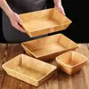 Plato de exhibición para buffet de olla caliente sukiyaki con diseño de madera de melamina, plato giratorio rectangular para verduras y champiñones