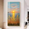 Pintura Decorativa Hall de Entrada Leste do Nascer do Sol Sala de Estar de Alto Padrão Corredor Hall Pintura de Parede Novo Estilo Luxo Leve Mural Vertical