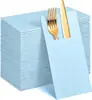 Juego de Cubiertos Desechables Transfronterizos, Servilletas de Papel Gruesas Libres de Polvo, Servilletas de Papel Plegables Libres de Polvo en Bolsillo de Lino para Restaurante Occidental Hotel