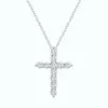Collar Cruz de Plata de Ley S925 para Mujer Diseño Simple Francés Lujo Accesible Colgante de Diamante Completo Venta Caliente Transfronteriza Cadena de Clavícula