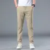 Pantalones Casuales Finos de Seda de Hielo para Hombre Verano Color Sólido Versátiles Elásticos Rectos Transpirables Pantalones Largos para Hombre 2026