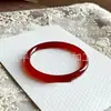 Pulsera de Banda Plana Delgada de Ágata Roja con Hielo Natural Banda Redonda Delgada de Ágata Roja Pulsera de Jade Suministro para Transmisiones en Vivo