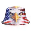 Nuevo Sombrero de Pescador con Estampado de Bandera Americana Águila Transfronteriza para Hombres y Mujeres, Sombrero de Sol, Sombrero de Doble Cara con Protección Solar de Moda Europea y Americana