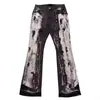 Jeans Skinny Slim Fit Masculino com Elastano, Marca de Moda de Rua Atacadista Transfronteiriça, com Design de Manchas de Tinta, Jeans Casual Único e Moderno