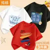 2026 Nova Roupa de Verão Versátil e Fashion para Meninos, Camiseta Simples de Algodão com Manga Curta, Blusa Solta, Roupas de Verão