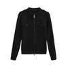 Nova Jaqueta Suéter Elegante de Outono com Zíper Duplo Slim para Mulheres com Listras Verticais em Ponto Canelado Gola Alta Cardigan Tricotado Camisa Feminina