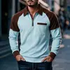 Camisa tipo polo de punto gofrado para otoño, estilo europeo y americano, con bolsillos con cremallera, ropa deportiva para hombre, prenda exterior para hombre para otoño