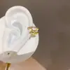 Estilo Ins Coreano Zirconia Doble Capa Estampado Mango Estrella Clip para Hélice de Oreja Ligero Lujo Sensación de Gama Alta Sin Perforación Pendientes de Clip de Hueso de Oreja de Moda