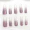 Uñas Postizas Estilo Ballet Ins Degradado Morado Niebla, Degradado de Color Nude Morado Grisáceo Nebuloso, 30 Piezas, Tiras para Uñas Iluminadoras, Disponibles para Venta al por Mayor