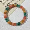 Pulseira de Bodhi Natural com Pastilhas de Flor Flutuante Multicoloridas, Círculo Único de Corte Reto, Alívio Silencioso do Estresse, Joia de Contas Budistas Macias para Envolver o Dedo