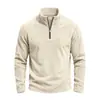 Comercio Electrónico Transfronterizo Artículos en Stock Otoño/Invierno Sudadera de Forro Polar para Hombre con Media Cremallera y Cuello Alto Color Sólido Casual Manga Larga Top para Hombre