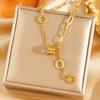 Venta caliente transfronteriza exquisita cadena para clavícula de acero de titanio y oro real 18K para mujer joyería de moda ins que no se decolora