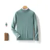 Estilo Nuevo Otoño e Invierno 100% Lana Cuello Alto Medio Suéter de Punto para Hombre Camisa Base Estilo Perezoso Básico Top de Moda
