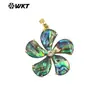 WT-JP403 azul-esverdeado brilhante com grãos de madrepérola e flor de madrepérola cravejada com zircônia pingente colar para menina acessórios diy