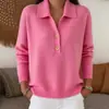 Nuevo Suéter para Mujer Otoño/Invierno 2026 Transfronterizo Europeo y Americano Tejido de Punto Cuello Solapa Media Botonadura Holgado Casual Prendas de Punto